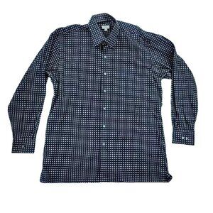 Maus & Hoffman Mens Dress Shirt L Navy Blue Red White Long Sleeve